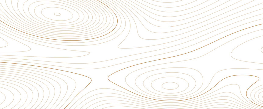 Abstract brown topographic contour map lines background with dashed trail vector banner