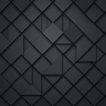 Dark gray abstract geometric pattern of overlapping squares and triangles, creating textured depth with subtle shadows