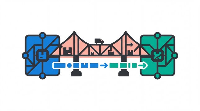 Jalur transportasi vektor logistik jembatan distribusi barang