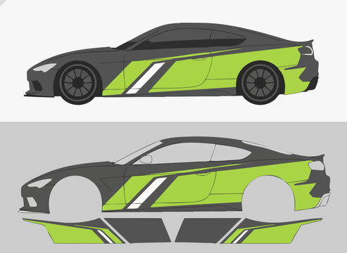 stylized high performance sports car line art