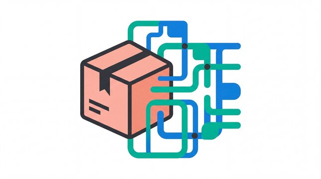 Jalur transportasi vektor paket logistik pengiriman barang