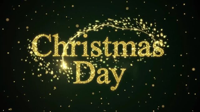 Sparkling Gold Christmas Day Typography on Dark Background