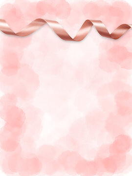 Wavy brown paper or ribbon on soft pink textured background