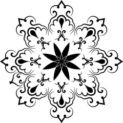 Black and white ornamental mandala vector design with floral and abstract geometric elements © Chathurika