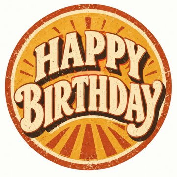 Vintage Retro Typography Happy Birthday Badge Sticker Design