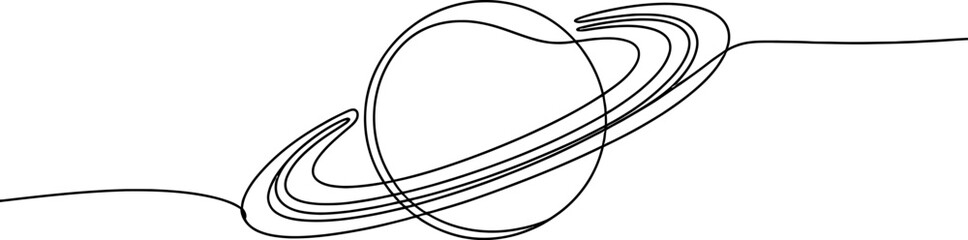 Continuous single line drawing of planet saturn with rings © Bilas
