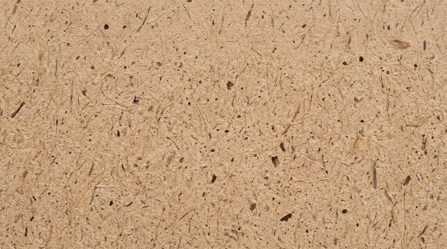 Close-up texture of brown particle board surface with wood chips and s