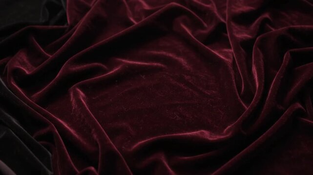 Luxurious Deep Red Velvet Fabric Texture and Draping Background