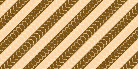 diagonal scale pattern background in brown and cream. Elegant geometric fish scale texture for textile, wallpaper, and print design. © Dunzz