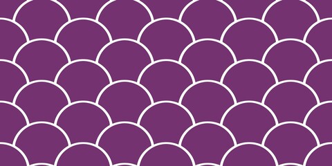 Vibrant purple scalloped background featuring  fish scale pattern. Minimalist geometric  texture for eye-catching cover, textile, and print. © Dunzz