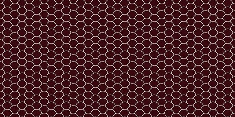Seamless dark red fish scale pattern background with fine white outlines. Elegant geometric scalloped texture for luxury wallpaper and textile design. © Dunzz