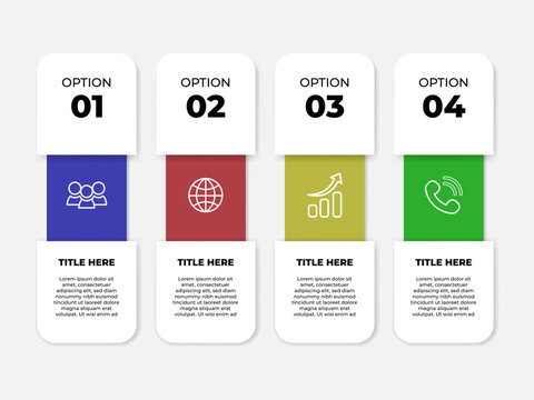 Modern 4 Options Business Infographic Template Vector Design with Numbered Vertical Columns and Line Icons