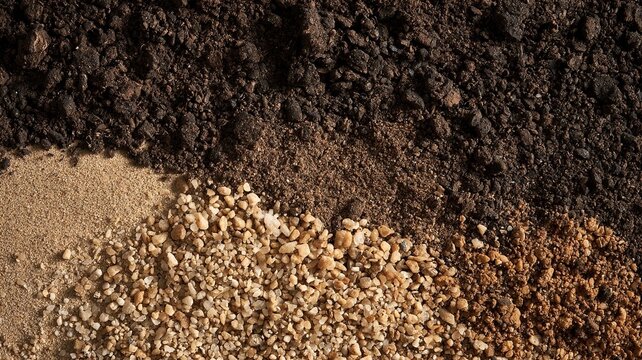 Pale Sand and Coarse Mineral Grains Meet Dark Soil