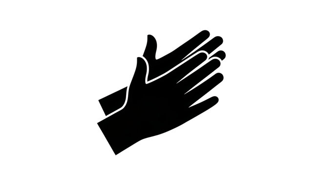 Black silhouette icon of clapping hands isolated on transparent background
