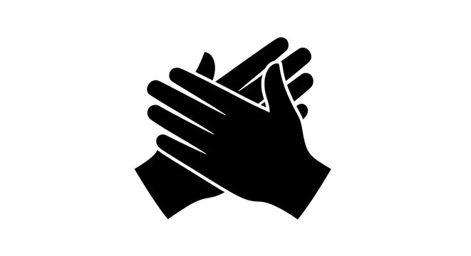 Black silhouette of clapping hands isolated on a transparent background