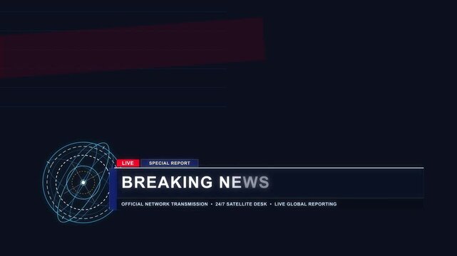 Breaking news lower third banner template for television broadcast