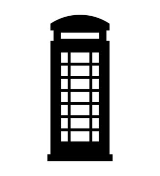 London Telephone Box Solid Black Icon Isolated on Transparent Background