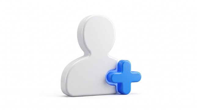Add User Icon Person Silhouette with Blue Plus Symbol