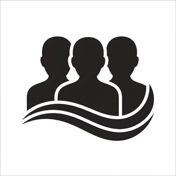 Group of three people silhouette on a white background representing community and teamwork