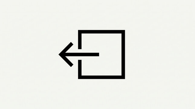 Square box icon with left pointing arrow isolated on transparent background