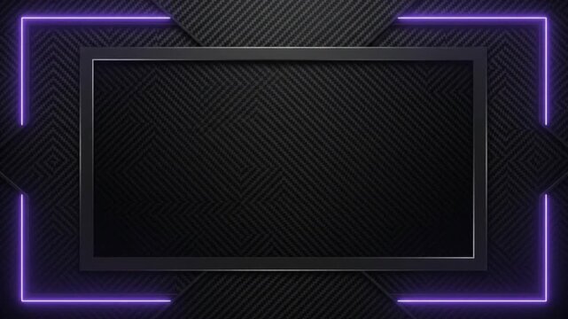 Dark Carbon Fiber Background with Purple Neon Frame and Black Panel
