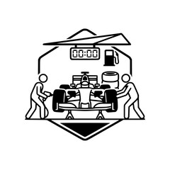 Obraz premium Formula One Racing Car Pit Stop Crew Maintenance Icon