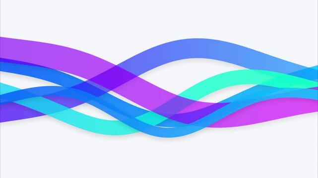 Abstract colorful wavy lines flowing ribbons purple blue teal minimalist flat layered design motion graphic background presentation website header overlay