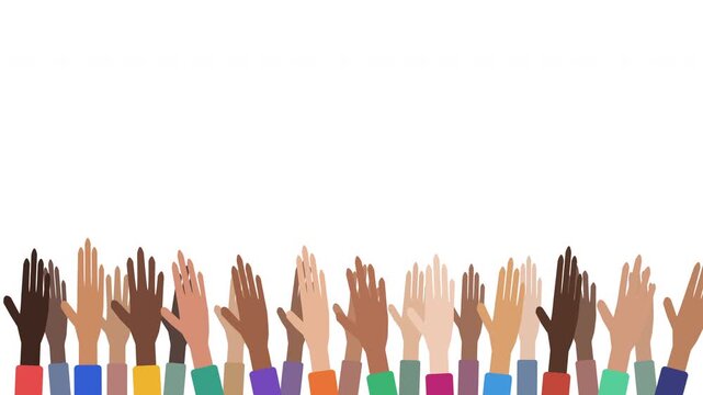 diverse hands clapping animation showing multiethnic crowd unity
