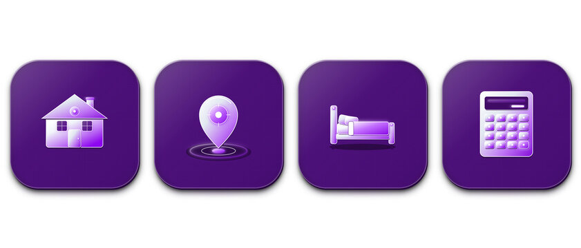 Real Estate Property Architecture House Location Icons in 3D Glass.