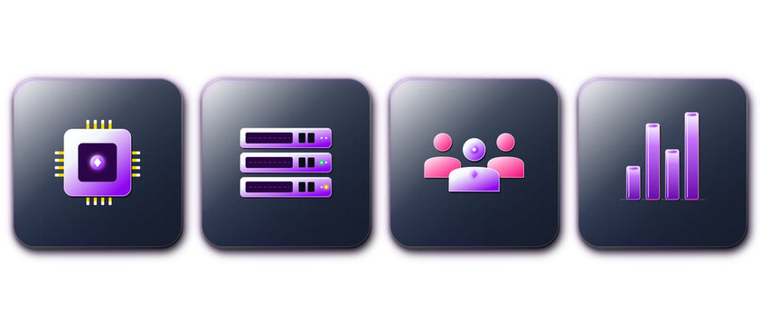 SaaS Cloud Computing and Analytics Dashboard Icons in 3D Glass.