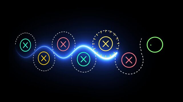 Project feasibility concept. Tick and cross signs. Do and don't or like and unlike with positive and negative sign. Animation of approve and disapprove symbols. 
