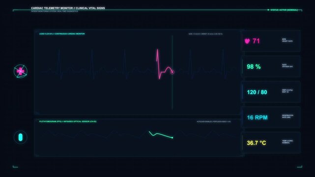 ecg monitor heartbeat pulse medical screen interface motion graphic