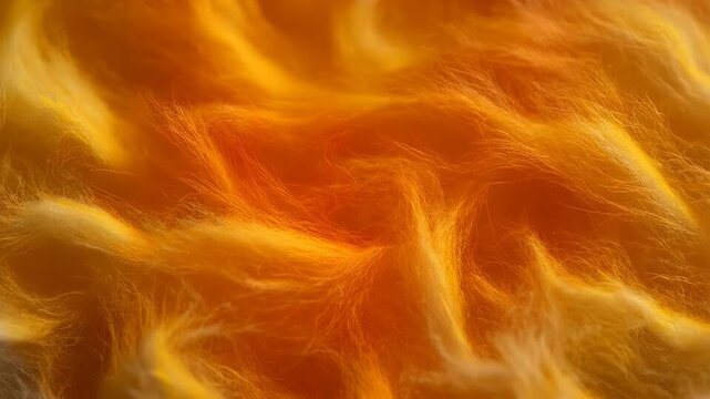 Abstract Golden Light Flowing Through Soft White Fur Fibers 4K Generative AI