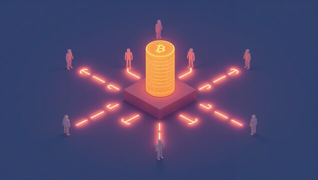 Digital Cryptocurrency Innovation Concept with Data Flow and Human Figures