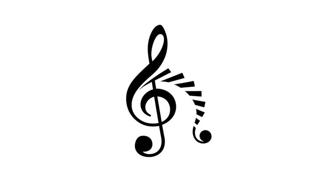 Musical treble clef symbol with abstract note