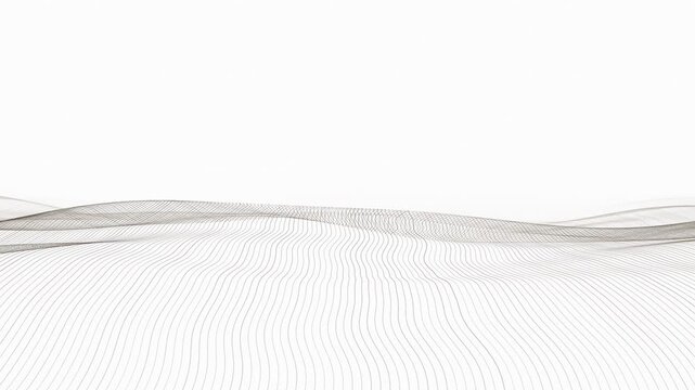 Abstract grey line wave on a white background with flowing wireframe