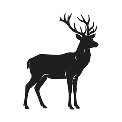 Obraz premium Black silhouette of a majestic stag deer standing in profile with male deer
