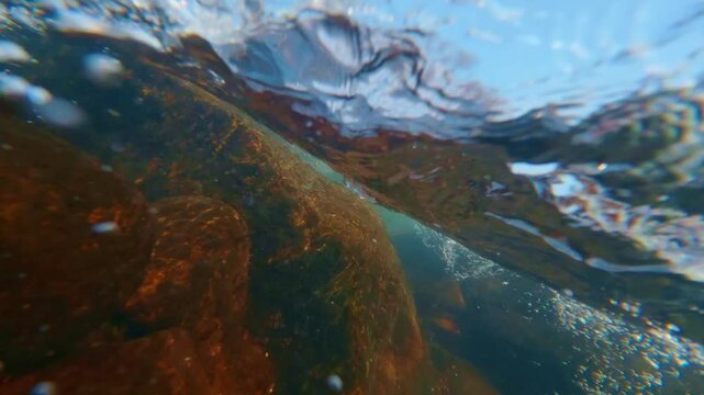 川の中で見る無数の気泡