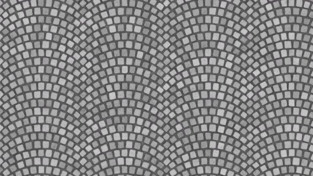 Seamless looping animation of a gray textured surface with repeating square patterns in concentric arcs, continuous motion background ideal for compositing, VFX, and overlays.