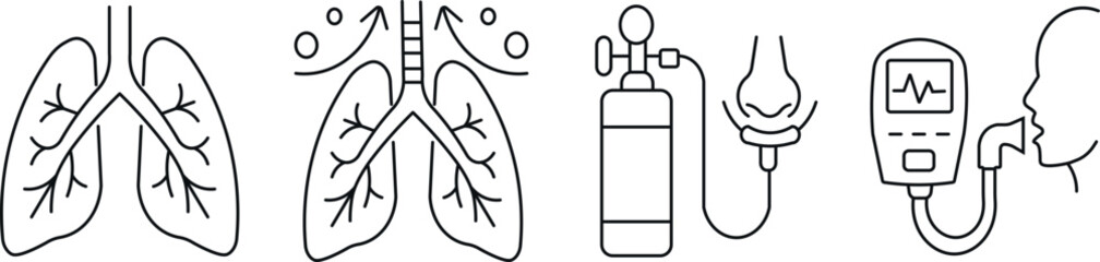 Obraz premium A detailed and minimalist depiction of the human respiratory system showcasing lungs airways and associated structures in a medical icon style