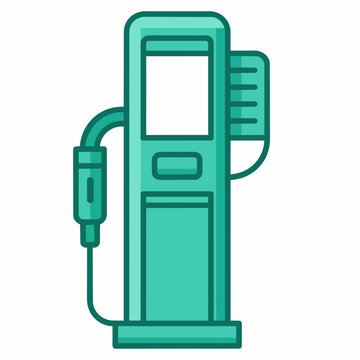 Charging Station Green Icon with Digital Screen and Plug
