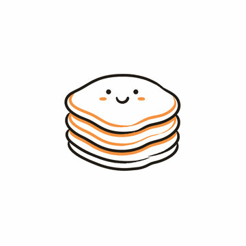 Cute Smiling Pancake Stack Minimalist Line Art Graphic