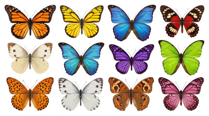 Twelve assorted butterflies on a dark isolated on transparent background © PNG Studio 99