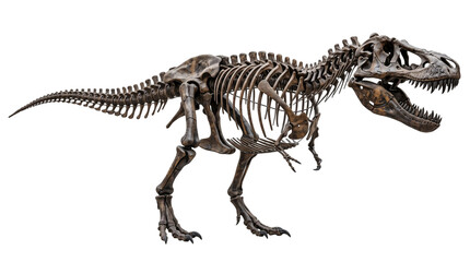 Tyrannosaurus rex skeleton on white isolated on transparent background © PNG Studio 99