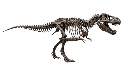 Tyrannosaurus rex skeleton on white isolated on transparent background © PNG Studio 99