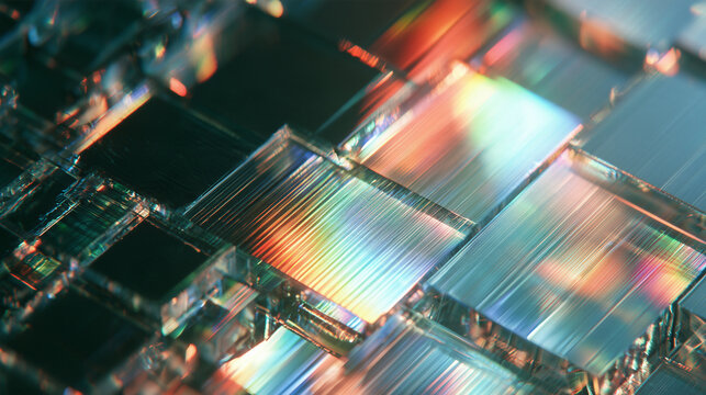 Crystalline silicon surface with iridescent light reflections