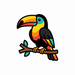 Obraz premium Exotic toucan bird perched on a tree branch.