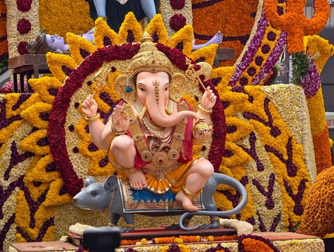 15 September 2026, Pune, Maharashtra, India, Guruji Talim Ganpati, Pune Ganpati Visarjan Procession with The Rhythm of Traditional Dhol Tasha Music.