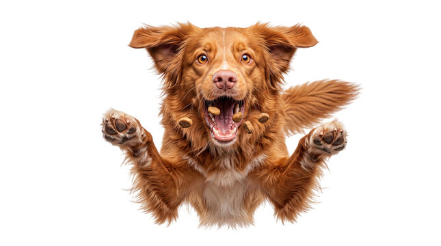 Excited nova scotia duck tolling retriever dog on isolated background