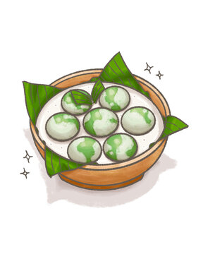 Bugis Mandi Traditional Sweet Dumpling Dessert Illustration